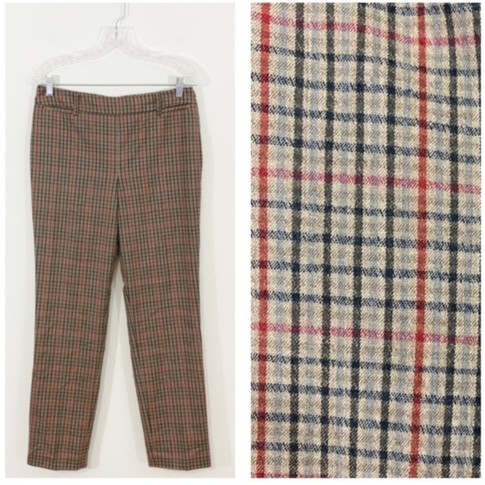 Talbots 6 Italian Wool‎ Chatham Glen Plaid Trouser Dress Pants Ankle Length Slim